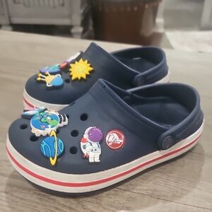 Kids Navy Clogs with Fun Space Charms